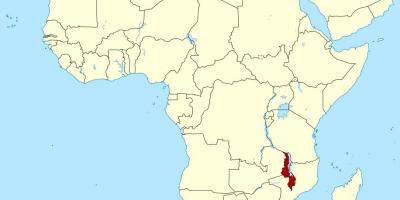 马拉维在世界地图上的位置
