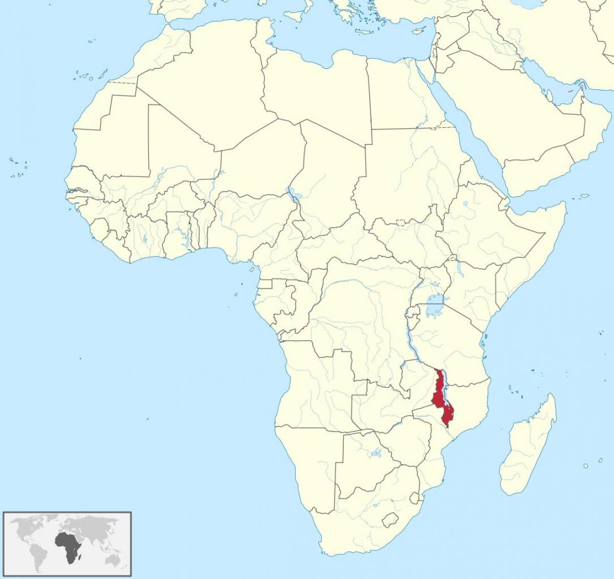 非洲的地图显示马拉维