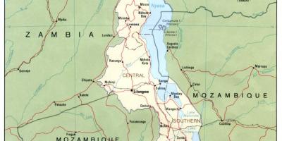 地图马拉维和周边国家